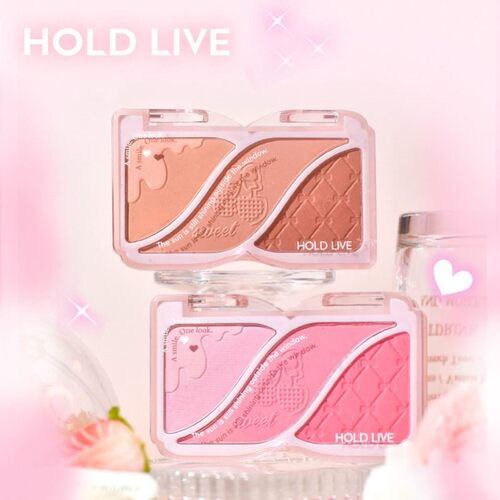 HOLD LIVE小情绪三色腮红修容一体盘哑光膨胀收缩杏粉色腮红HL750