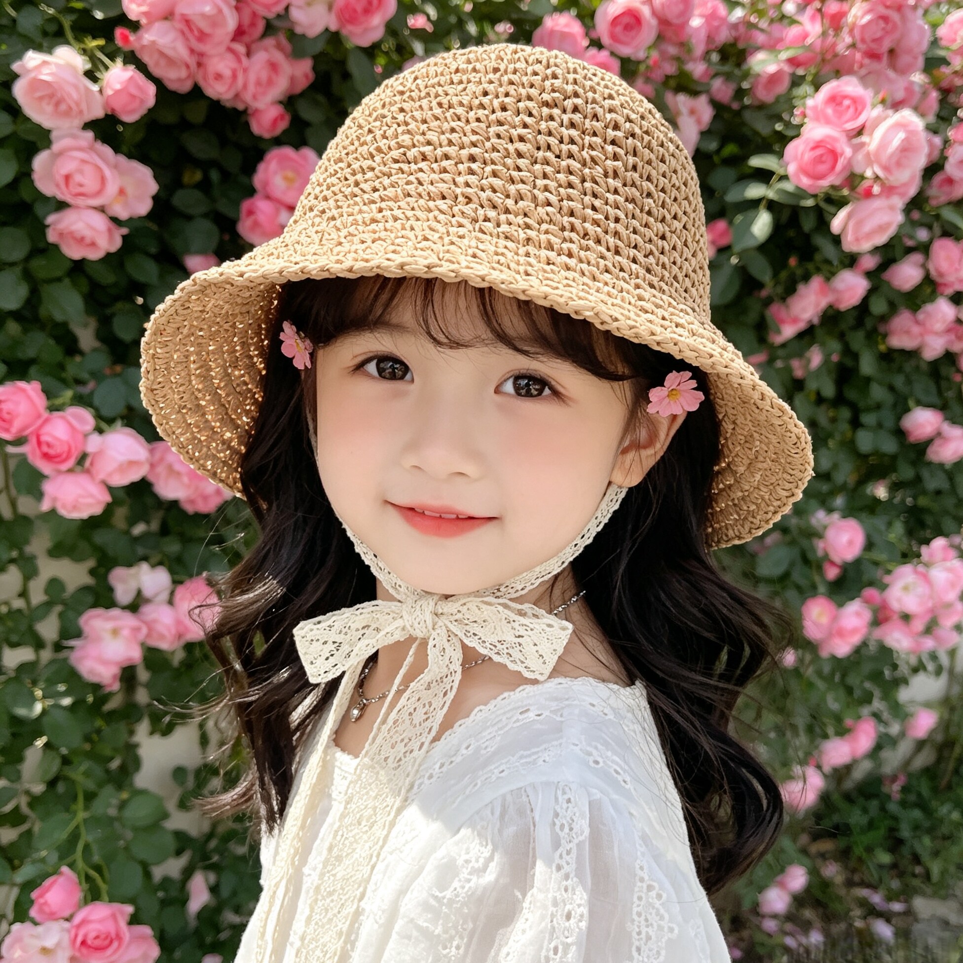 儿童草帽2026新款女童防晒帽夏季公主风亲子时尚海边沙滩遮阳帽子图片