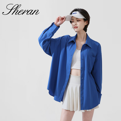 防晒衣女2025新款夏季防紫外线冰丝防晒衬衫服宽松显瘦防晒服中长