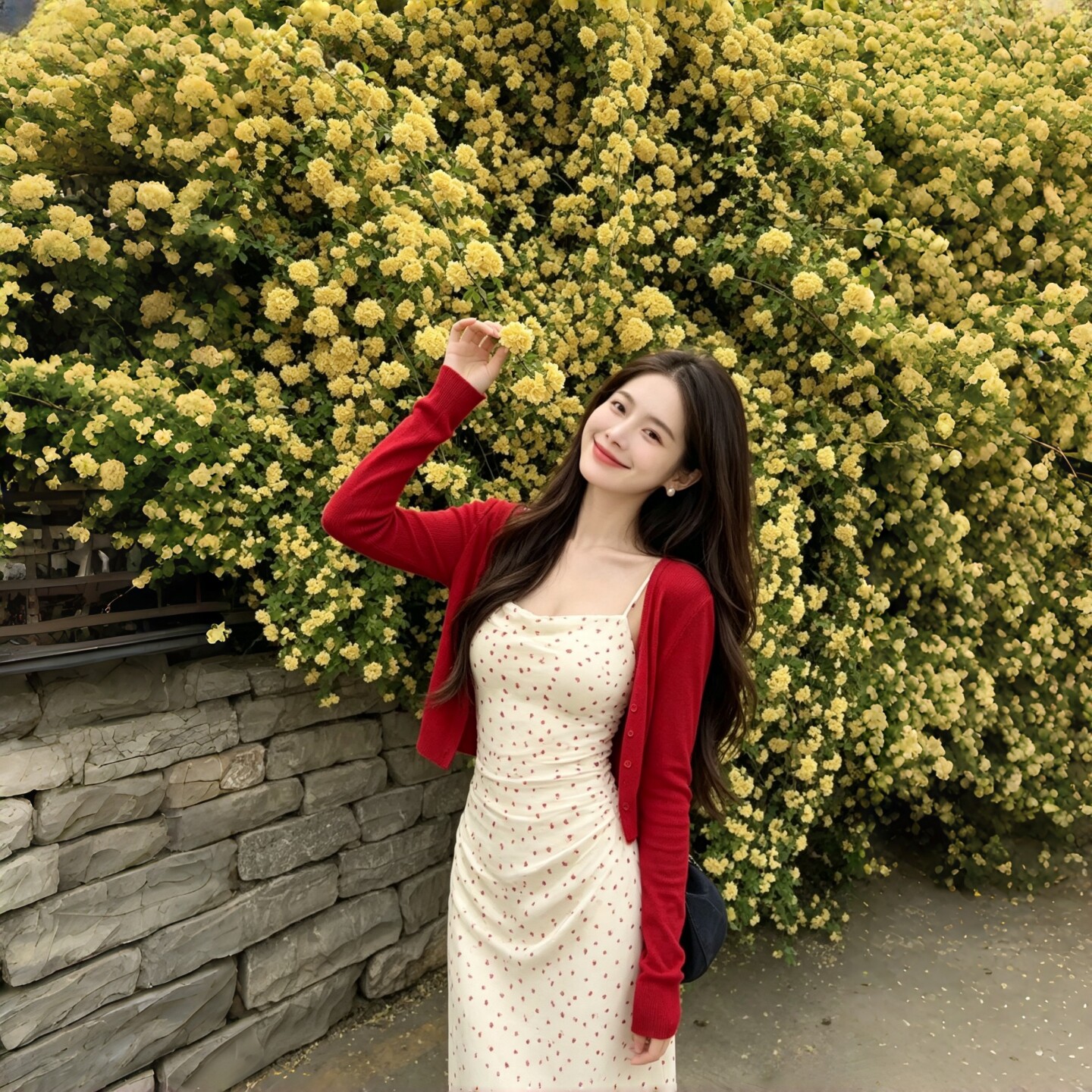 GirlsAt18 法式荡领吊带波点连衣裙女夏季度假风收腰修身包臀长裙