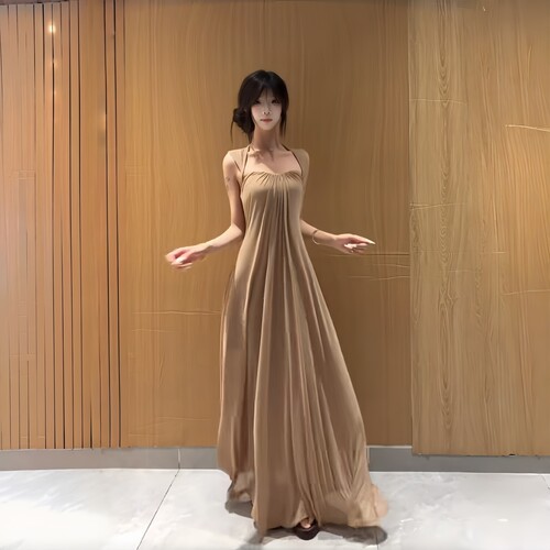 GirlsAt18 度假风网纱抹胸吊带连衣裙女夏季高级性感气质修身长裙