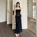 性感气质收腰包臀长裙 新款 GirlsAt18 黑色网纱吊带连衣裙女夏季