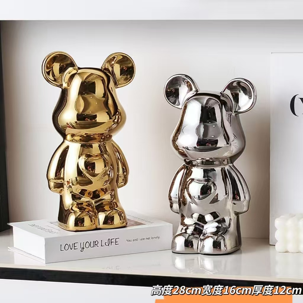 陶瓷储钱暴力熊轻奢客厅网红摆件