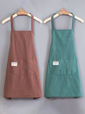 棉布围裙女厨房家用专用2025新款做饭透气餐饮时尚上班薄款夏季