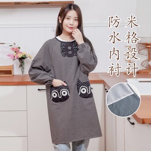 厨房专用围裙家用超强防水防油做饭反穿的干活外罩衣女式长袖外穿