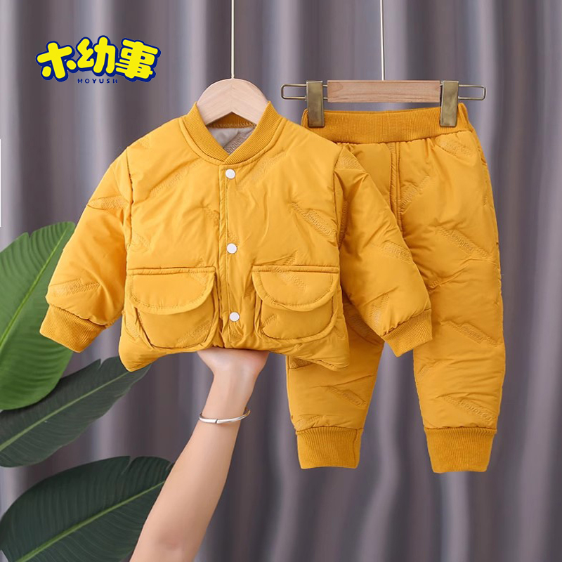 儿童宝宝棉服套装冬季秋款男女童加厚棉衣棉裤外穿中小童保暖夹棉