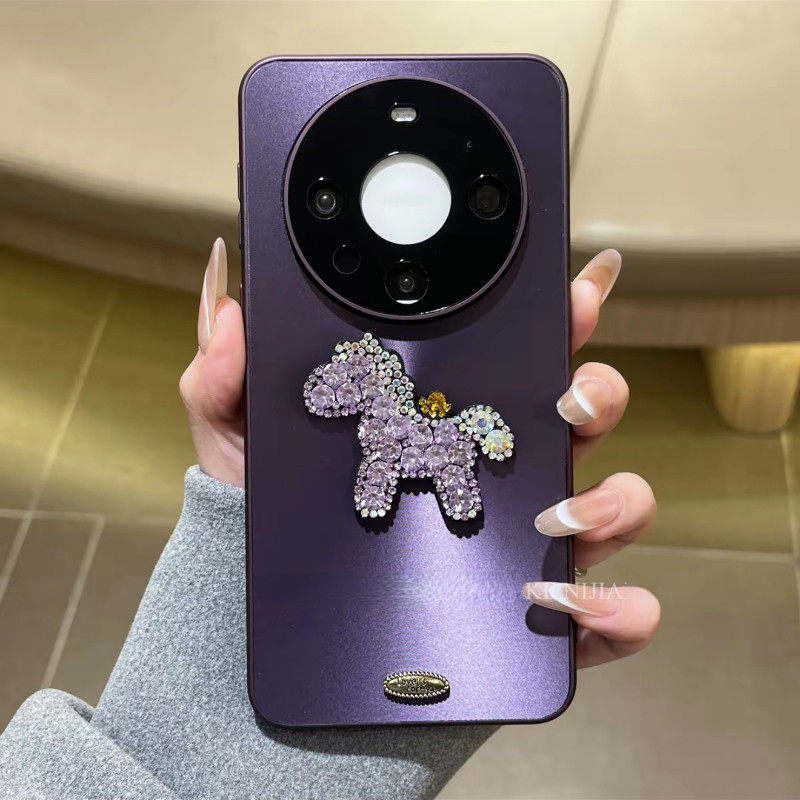 高颜值紫色闪水钻马适用华为mate80promax手机壳新年款mt80极光CD纹60pro+镜头全包70防摔15保护套女17pro/16