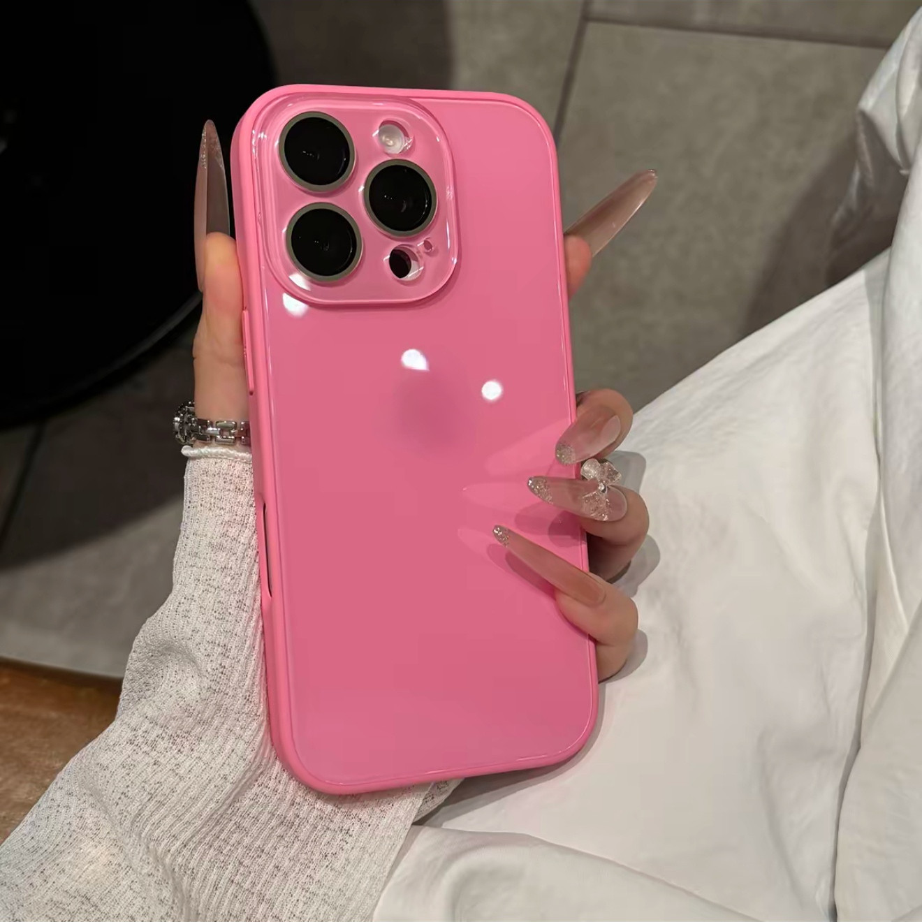 清新多巴胺电镀纯色玻璃适用iPhone16pro苹果14手机壳15ProMax新款13高颜值12男女11情侣全包镜头Pro防摔套