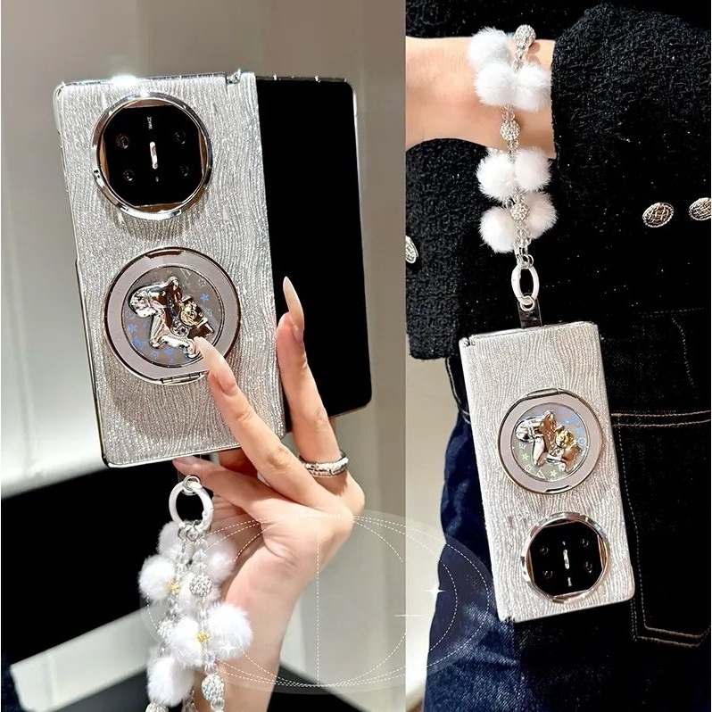 水波纹闪粉小马陀螺支架壳适用华为matex5手机壳新款matex