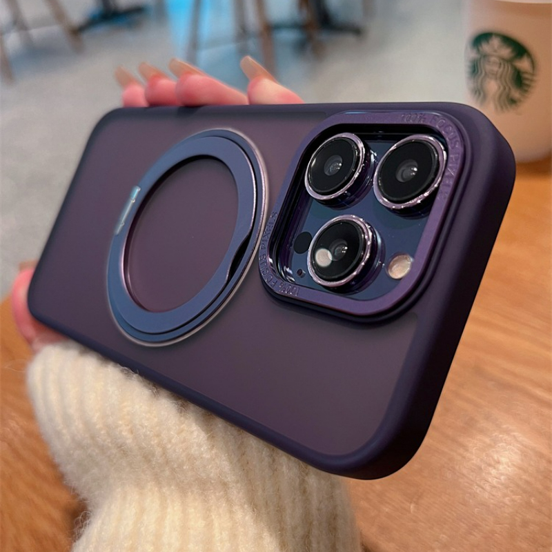 钛原灰色旋转磁吸支架磨砂硅胶壳