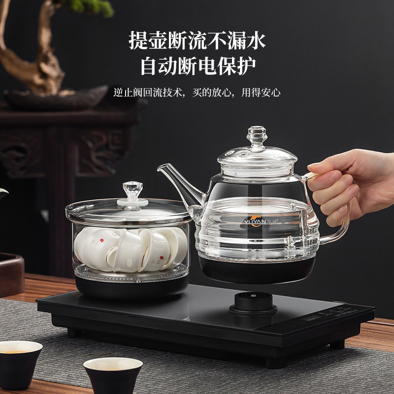 台嵌两用玻璃电热水壶自动断电防干烧提壶断流不漏水茶台烧水壶