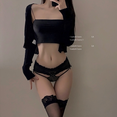 「LA」Ellie·欲感收束丨边界系列*性感蕾丝镂空高腰蝴蝶结女内裤