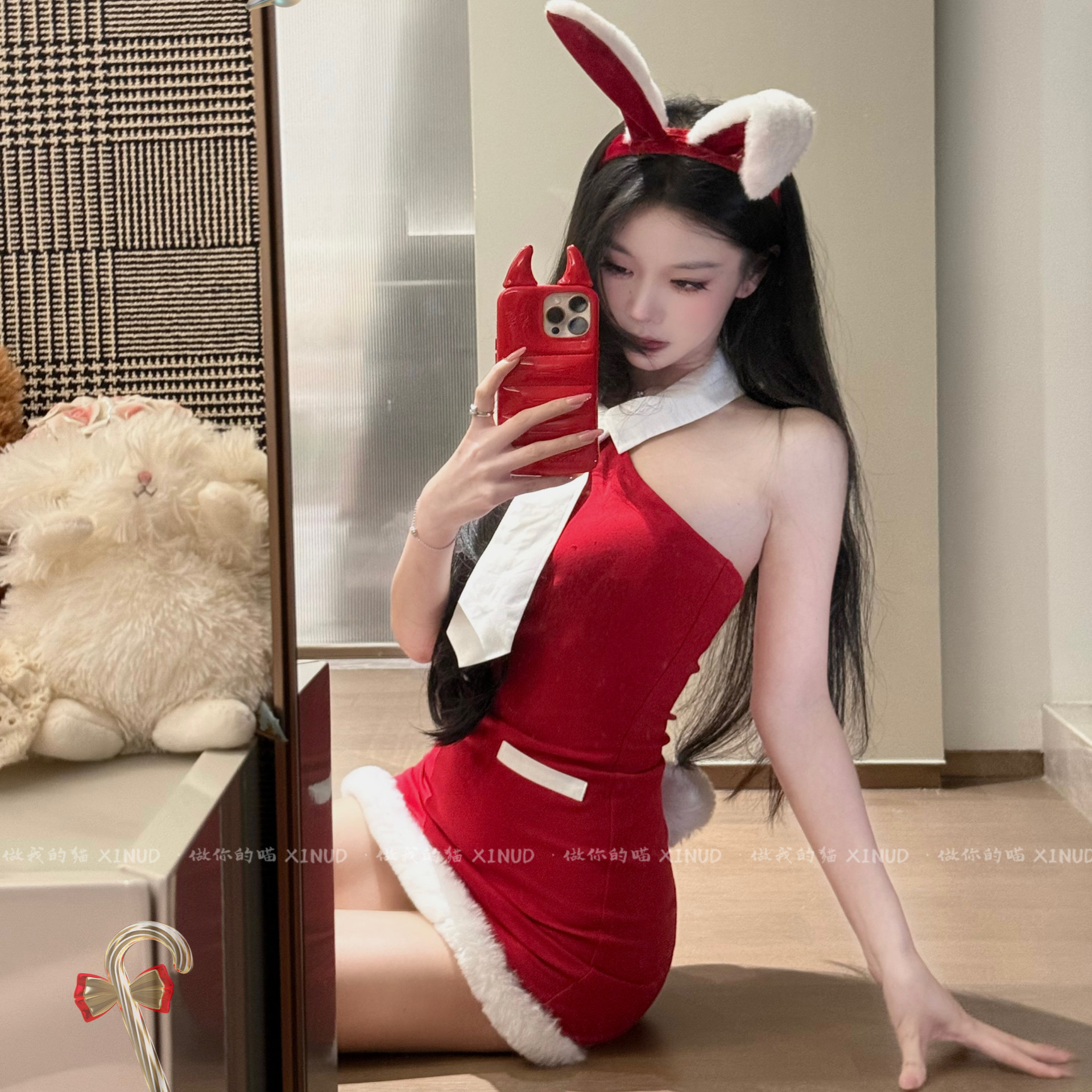 「LA」雪夜小兔姬*原创圣诞氛围兔女郎cos制服辣妹收腰包臀裙
