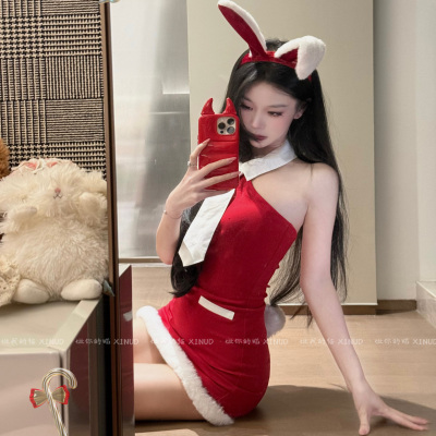 「LA」雪夜小兔姬*原创新年氛围兔女郎cos制服辣妹收腰包臀裙