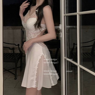 「LA」浮生若梦* 新款吊带蕾丝蝴蝶结薄款睡衣网纱显瘦纯欲女睡裙