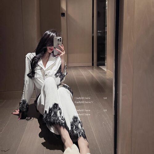 「LA」Esme·艾丝米丨静感系列*秋冬矜贵感蕾丝刺绣海岛绒睡衣女