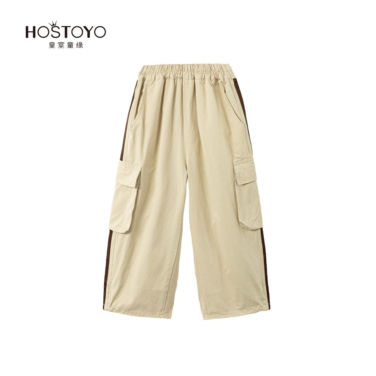 皇室童缘男童裤子春秋季儿童多口袋工装裤中大童潮流长裤