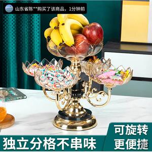 桦伊格百货水晶果盘时尚高档轻奢家用客厅水果盘可旋转多层收纳盘