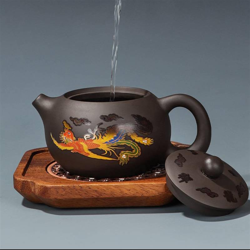 商贸店祥龙紫砂遇热变色西施壶泡茶专用大容量覆古中式凤鸣壶