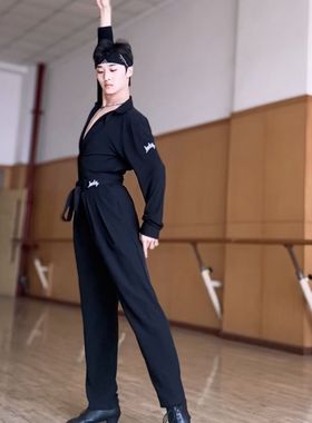 lucky004拉丁男士长裤系带拉丁裤黑色直筒裤练功服跳舞艺考
