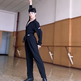 黑色直筒裤 系带拉丁裤 练功服跳舞艺考 长裤 lucky004拉丁男士