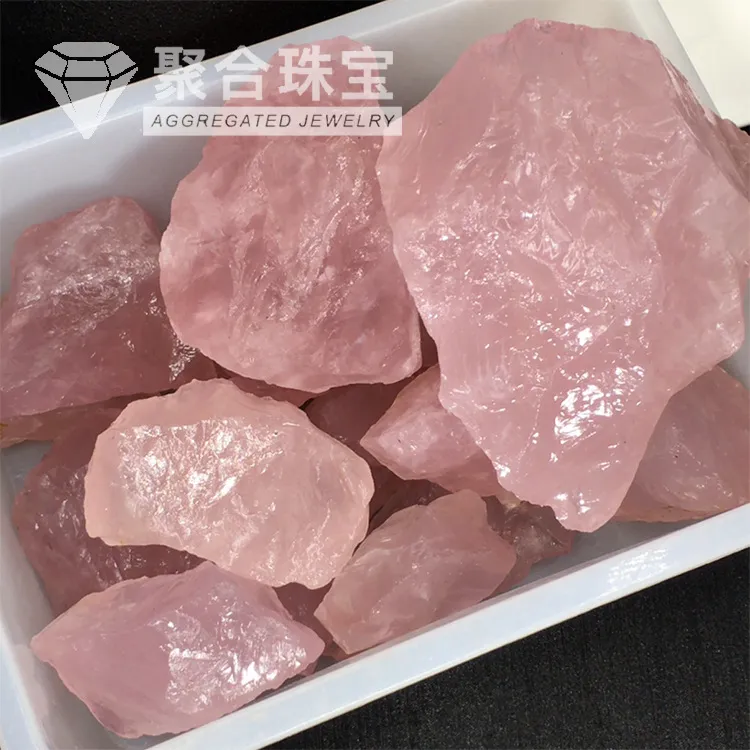天然粉晶原石 玫瑰石英 矿物标本雕刻摆件粉水晶原石