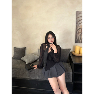 歌德旧约 不规则打底衫 春季 薄款 T恤 辣妹风长袖 大小姐微胖大码