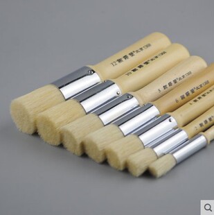 谢德堂 猪鬃油画墩 榭得堂平头 油画刷子1368 加厚加粗 短柄油画刷底纹刷 圆柱圆墩刷猪鬃刷