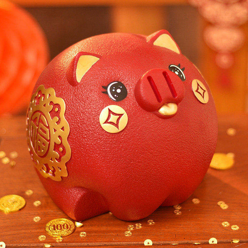 2026年新款创意金猪存钱罐只进不出储蓄钱罐摆件开业送礼招财摆件