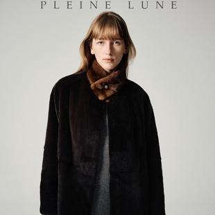 PLEINE LUNE 冬上新 重磅布朗尼棕丹麦水貂天鹅绒面轻盈皮草