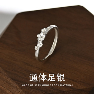 个性 S999银简约戒指女小众设计高级感开口可调节轻奢时尚 潮
