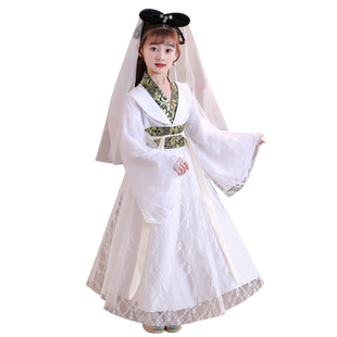青城山下白素贞儿童演出服女童汉服白娘子服装舞蹈服小孩古装超仙