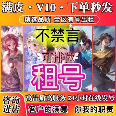 王者出借无双贵族铂金钻石星耀全段位可排位安卓苹果