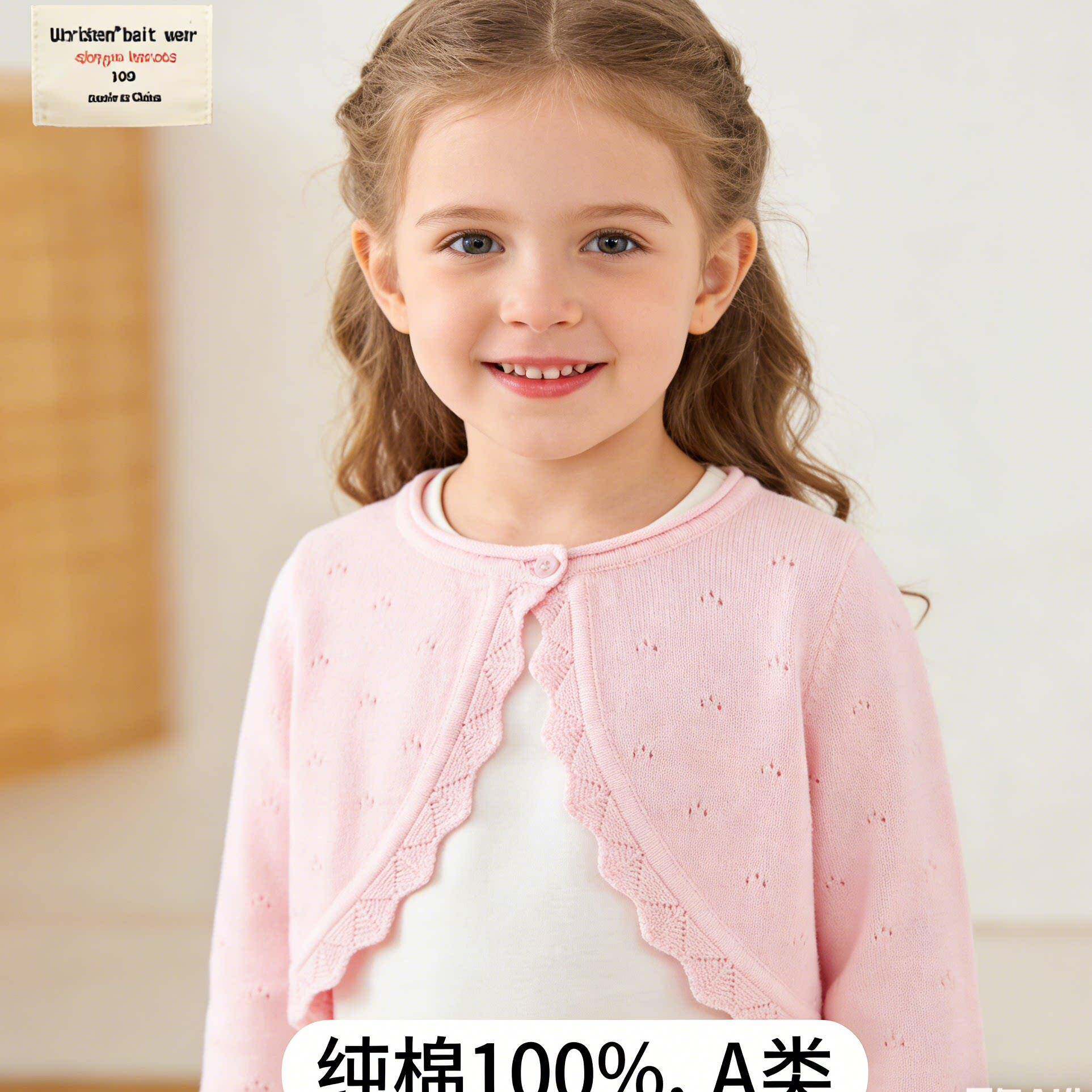 女童宝宝婴儿肩公空披调开衫短款配礼搭服主裙小外XTV搭外套薄款