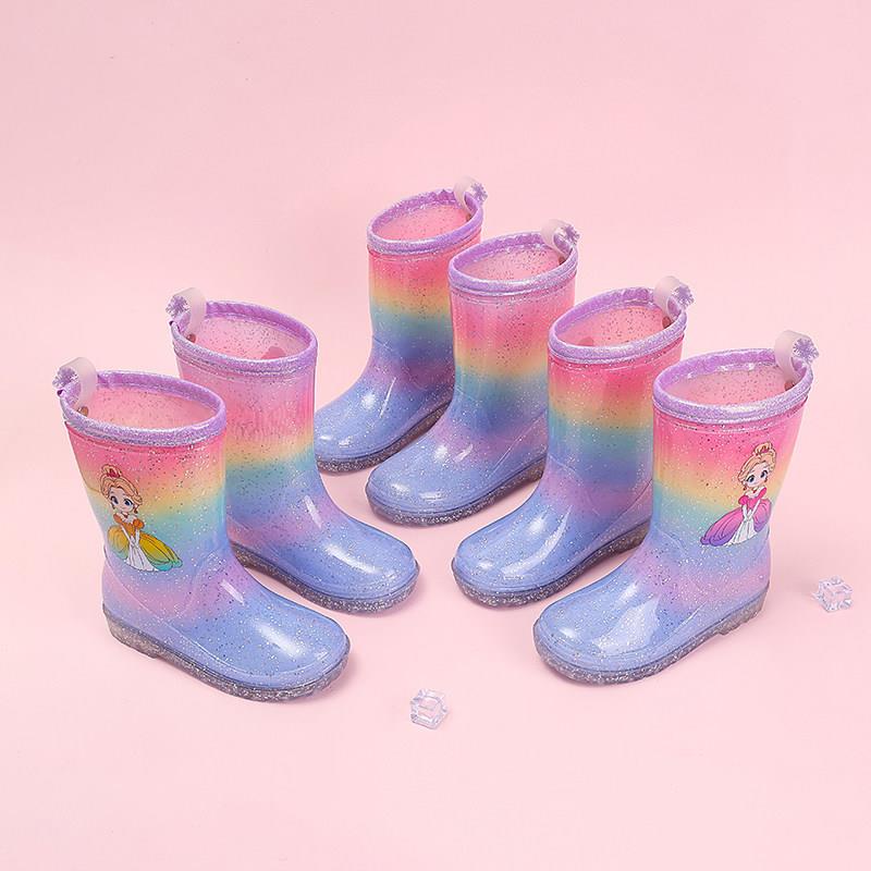 儿雨童鞋女孩206新款宝宝学生鞋长C008筒防水上学胶鞋防滑2时尚水