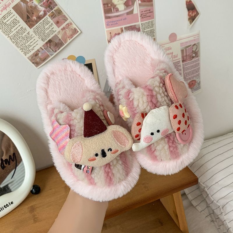 拖鞋可爱女孩雪莉玫女童拖鞋2025冬季公主室内保暖棉款宝宝棉