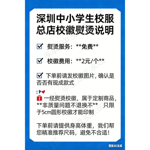校服印校徽熨烫深圳短袖长袖外套冲锋衣长裤短裤现货校徽印制加工