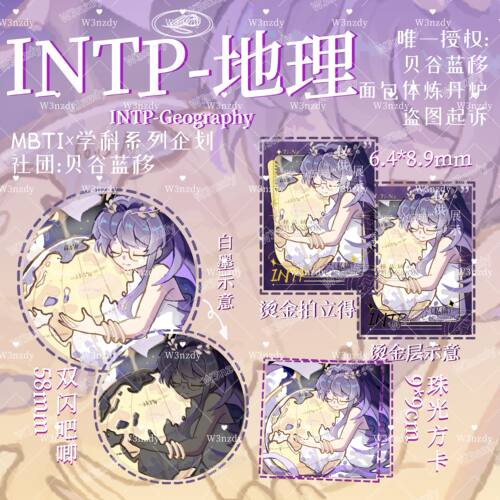 【贝谷社】MBTI-INTP-地理 16人格学科系列双闪吧唧烫金拍立得
