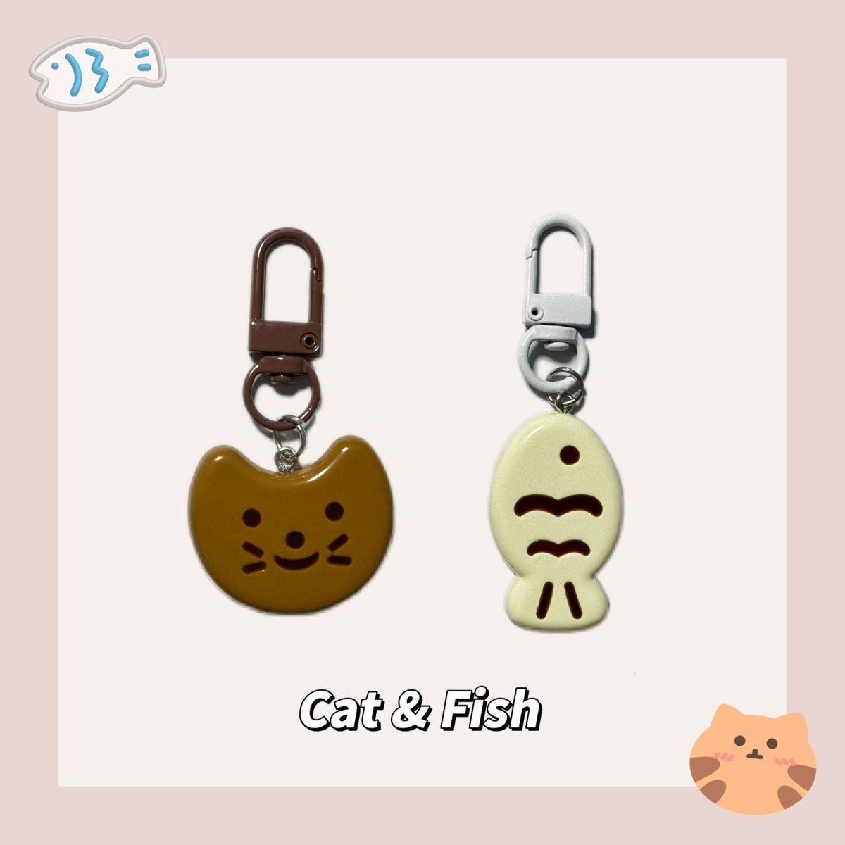 可爱小猫小鱼钥匙扣挂件ins超火个性卡通情侣款书包包挂件小礼物