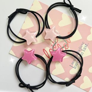 星星发绳高弹力小皮筋闺蜜头绳果冻粉红五角星手链学生高马尾发饰
