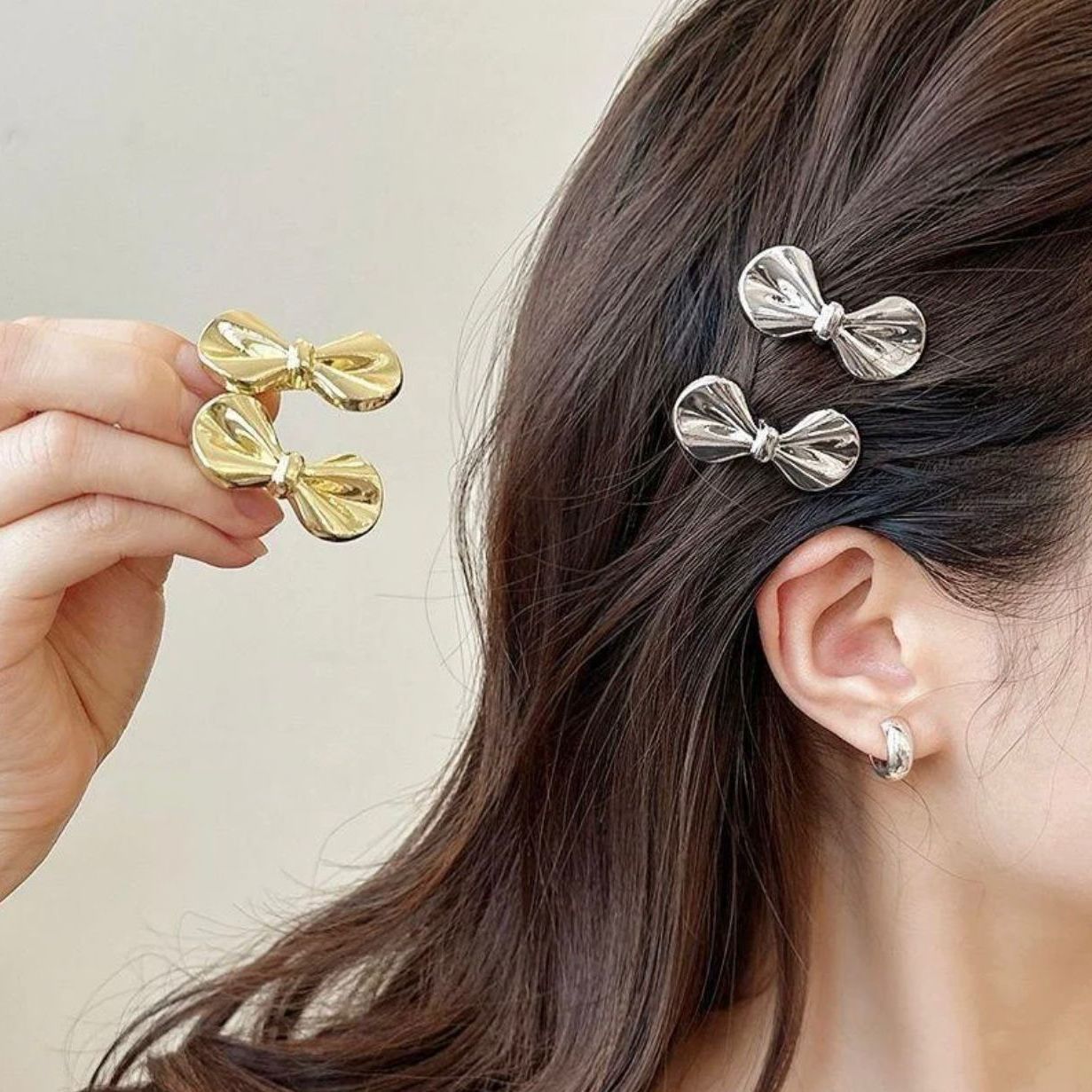 ins简约蝴蝶结刘海发夹女侧边小夹子前额碎发整理发卡头饰发饰