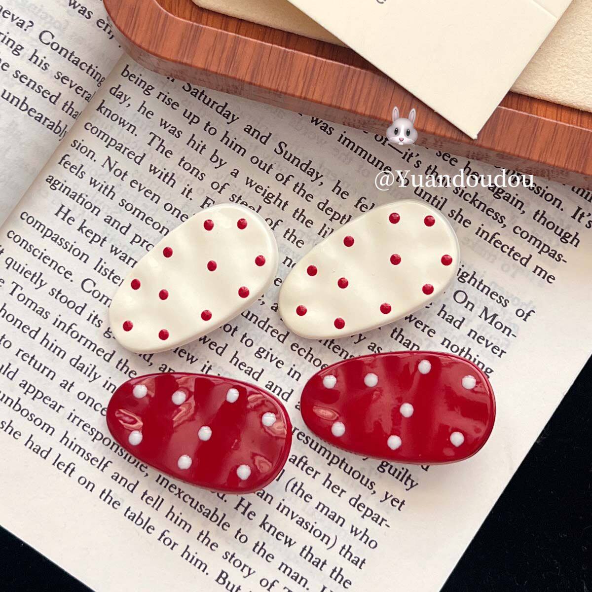 日韩秋冬简约波点小水滴鸭嘴夹ins简约百搭刘海边夹小众精致头饰