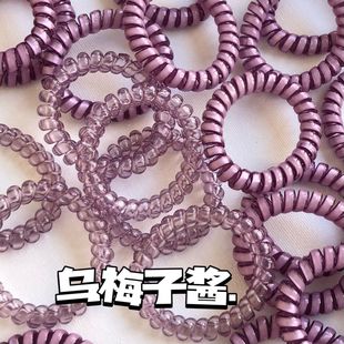 乌梅子酱电话线ins少女甜美紫色发圈夏日清爽发绳不伤发马尾发饰