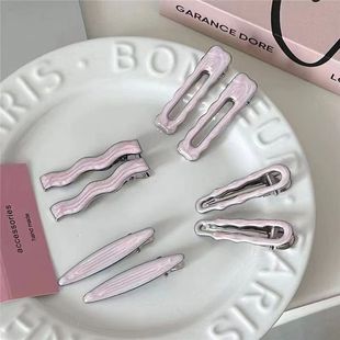 新款粉色高颜值发夹金属ins风刘海碎发发卡侧边韩国简约夹子