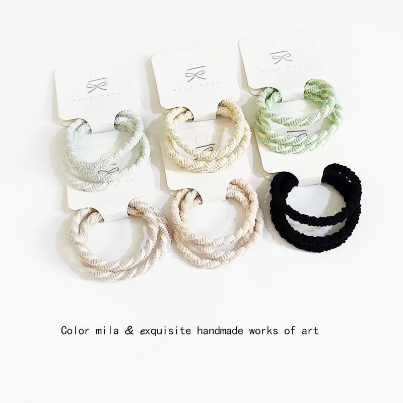 新款韩国新色系斜纹高弹力发绳简约气质百搭扎马尾皮筋日常发圈