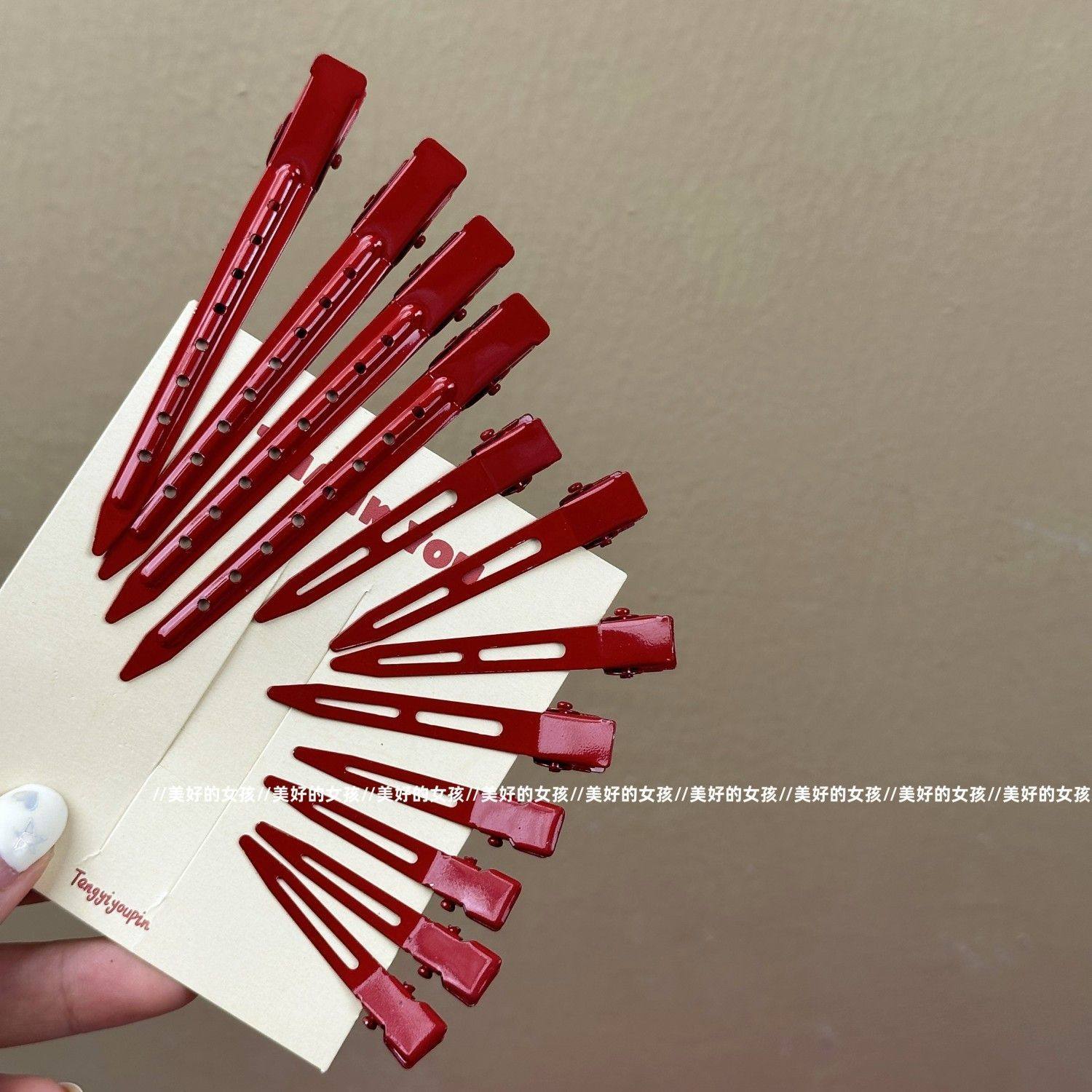 新款安可拉红定位夹发夹侧边夹无痕刘海夹鸭嘴夹化妆夹发饰碎发卡