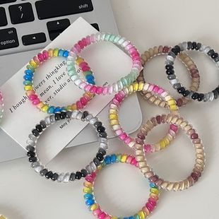 气质发绳头饰 丸子头扎头绳2025新款 细款 彩虹渐变电话线发圈春夏季