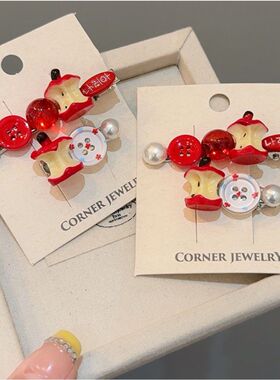 珍珠纽扣苹果发夹前额刘海夹女2025新款侧边碎发鸭嘴夹子头饰发卡