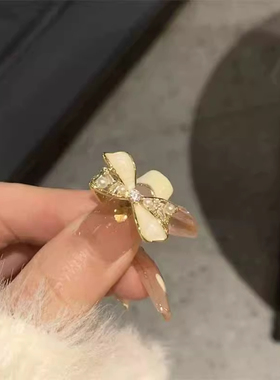 合金戒指 叠戴贼美~温柔纯欲蝴蝶结高级滴釉戒指ins轻奢珠珠指环