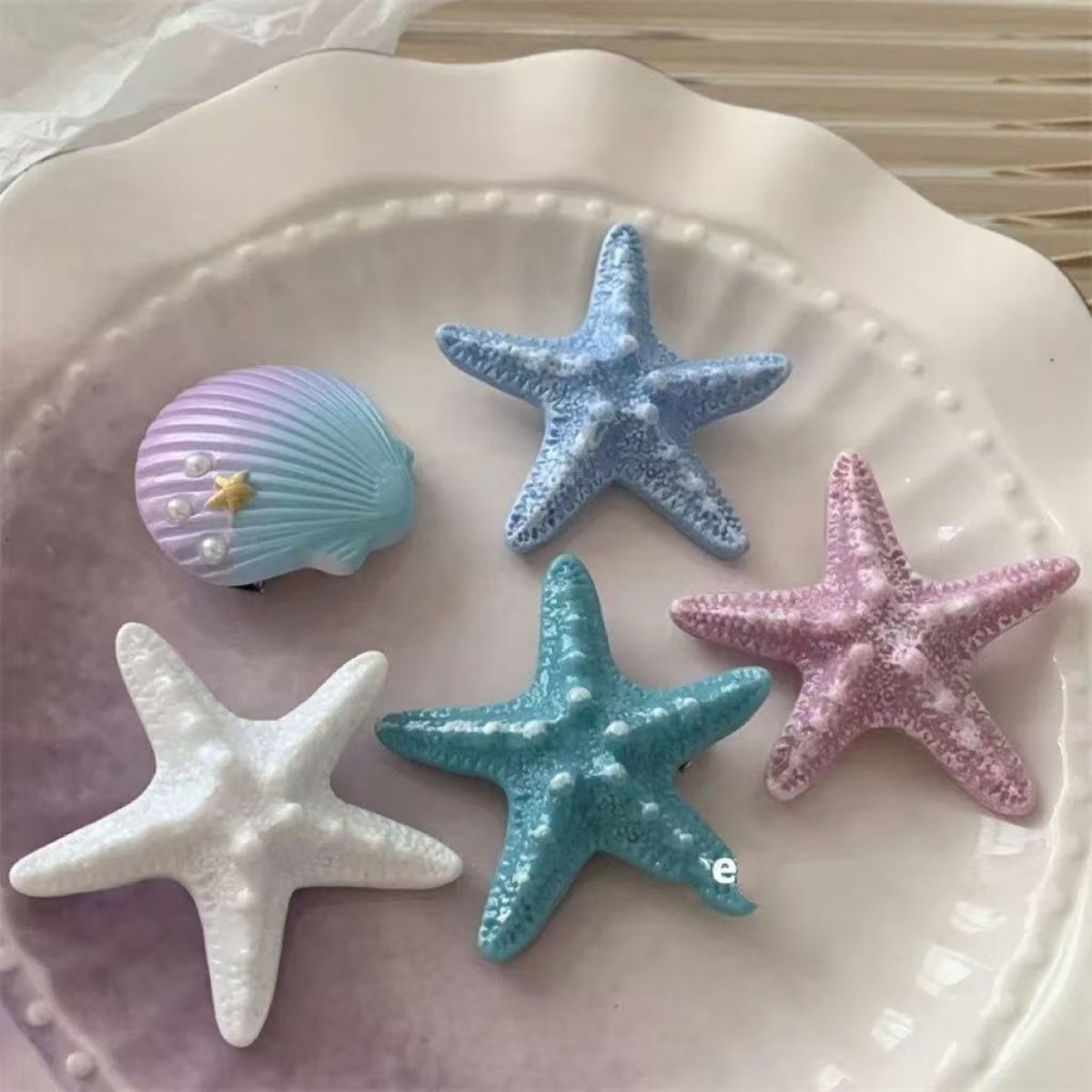 新款夏季海边度假辣妹人鱼公主发饰仿真贝壳海星边夹发夹发卡少女